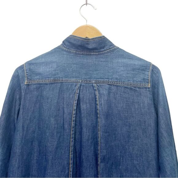 Soft Surroundings Peggy Distressed Denim Blue Blouse Shacket Topper Size Small - Picture 6 of 9
